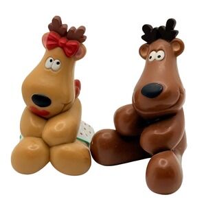 VTG‎ Hallmark Merry Miniature Figurines Rodney and Rhonda Reindeer Dated 1986